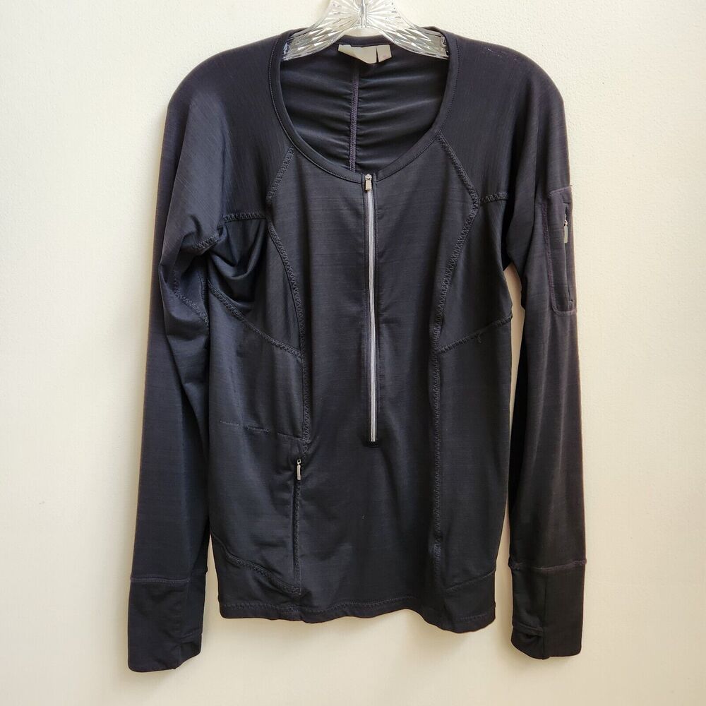 Athleta Top Women’s M Black Full Zip Running Workout Gym Athleisure Thumbholes